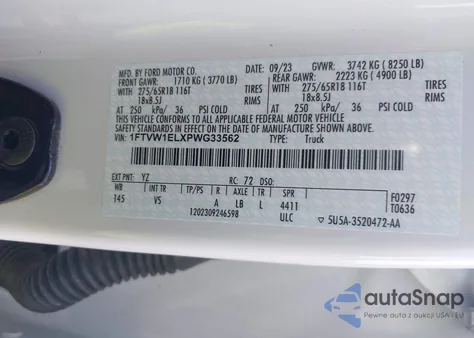 2023 Ford F-150 Lightning Pro from USA, damaged, VIN 1FTVW1ELXPWG33562